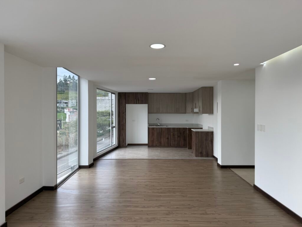 Open living, dining and kitchen area