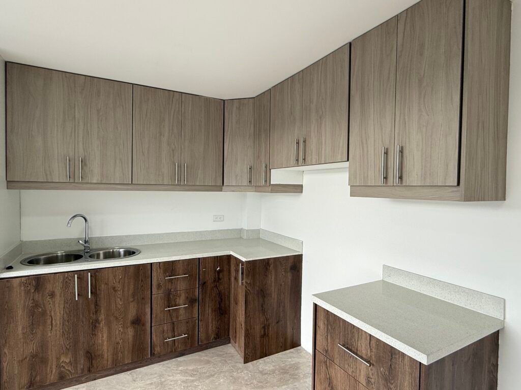 Fitted kitchen with upper and lower cabinetry