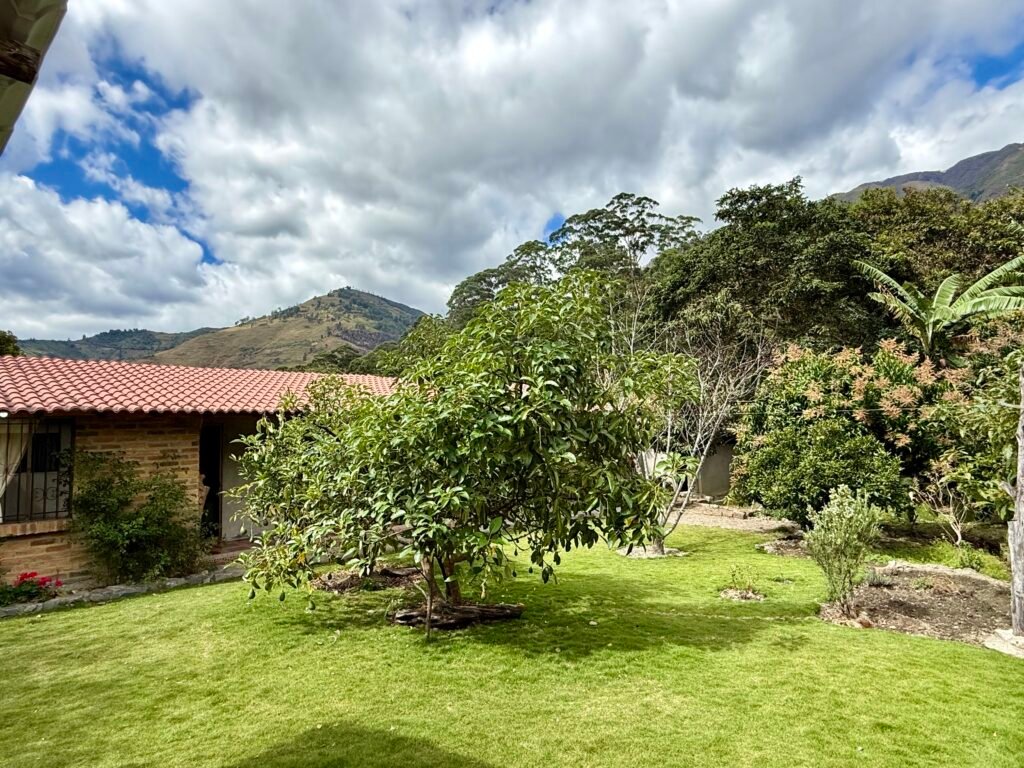 Country house exterior surrounded by gardens