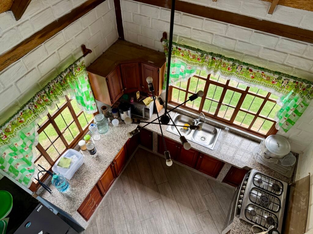 Kitchen viewed from the loft above