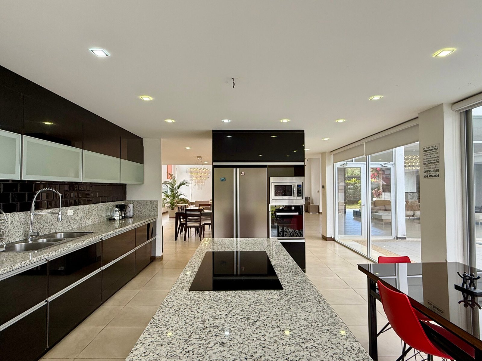 Open kitchen and dining area with natural light