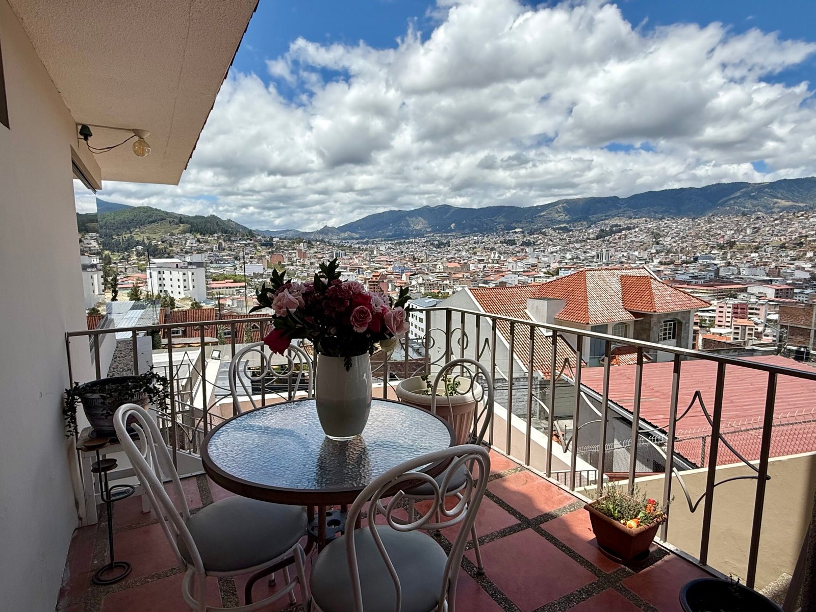 Terrace overlooking the city and mountains of Loja