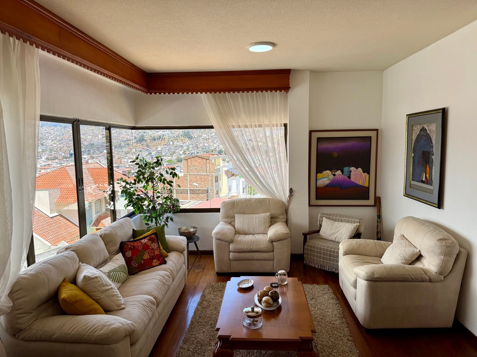 Open living and dining area inside the family home
